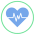 Icon of a heart with a vital symbol.